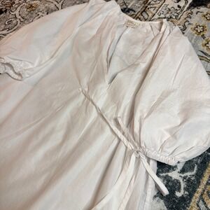 Deiji Studios Organic Cotton Wrap Dress Tunic White S/M